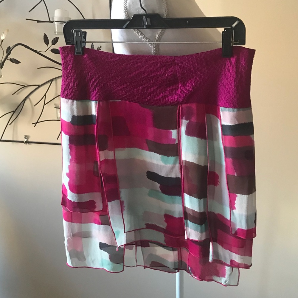 DVF Vintage Multicolor Silk Print Car Wash Skirt NWOT